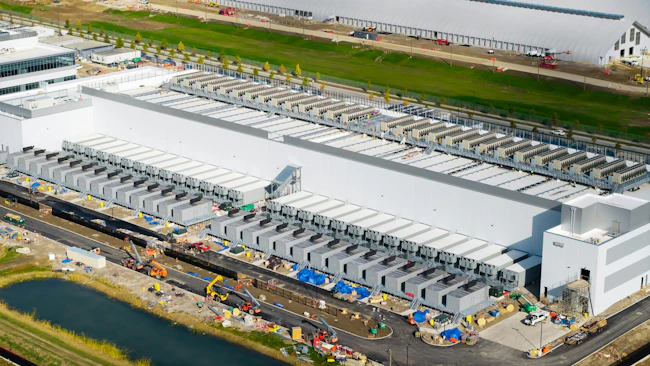 Aerial view of construction of new AI hub and Data center at the suburbs of Columbus, Ohio
