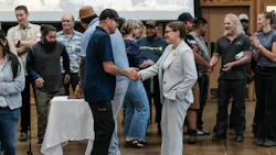 EPA Regional Administrator shakes hands with Lummi Tribal Council (Photo credit: Washington Department of Ecology).